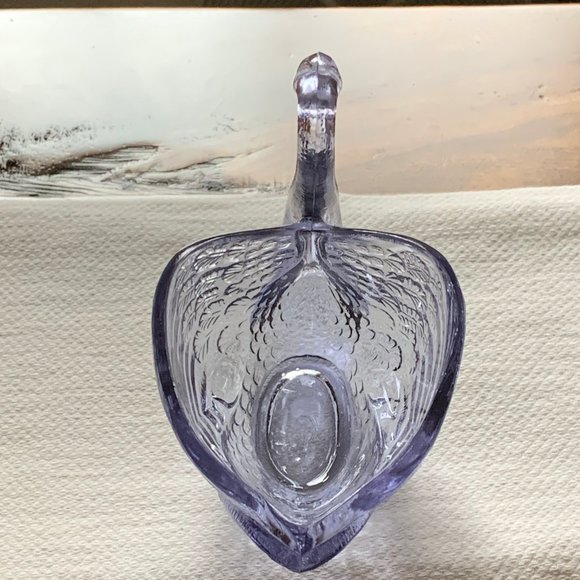 Vintage 1990s Fenton Periwinkle Art Glass Open Back Swan Figurine - Picture 7 of 10
